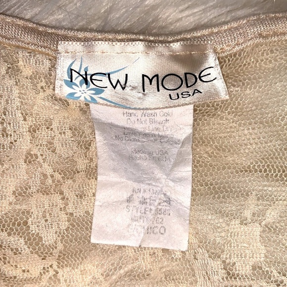 Cream Ivory Colored Sheer Lace Blouse / Top with Open Sides - Picture 5 of 9